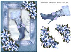 Stylish Stocking with Ice Blue Poinsettias