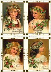 Vintage Christmas Holly Children Toppers