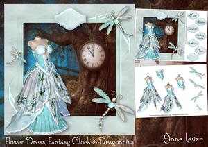 Flower Dress, Fantasy Clock & Dragonflies