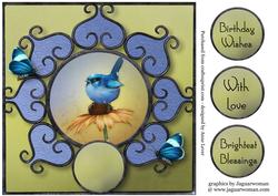 Blue Bird, Butterflies & Fancy Frame