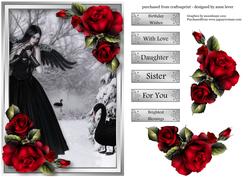 Black Winged Fae, Black Swan & Red Roses
