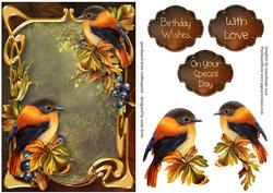 Gorgeous Birds on an Art Nouveau Frame