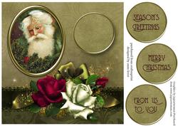 Christmas Roses with Santa Portrait