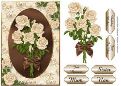 Cream Rose Bouquet & Chocolate Silk