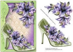 Fabulous Sequin Shoe with Purple Lilies