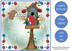 Cute Birds & Birdhouse Quick Topper