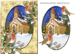 Christmas Church & Robins + Extra Plaque