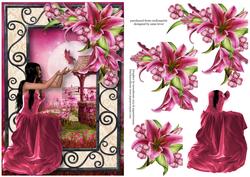 Beauty in Pink Dress with Stargazer Lilies