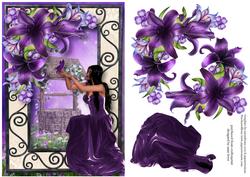 Beauty in Purple Dress with Dark Shadows Lilies