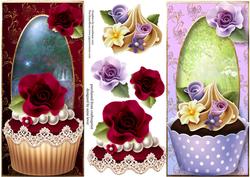 2 Cupcake Dl Toppers with Decoupage