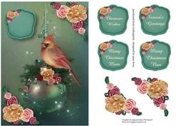 Beautiful Female Cardinal Floral Christmas