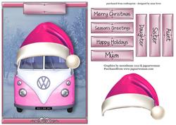 Vw Camper Van Merry Christmas - Pink