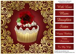 Golden Swirl Red Rose Cupcake
