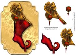 Fabulous Red & Gold Feminine Vintage Stocking