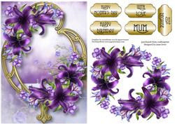 Gorgeous Deep Purple Lilies & Golden Frame