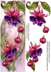 Large Dl Fabulous Fuschias & Golden Frame