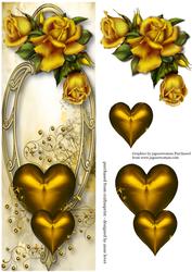 Large Dl Hearts & Flowers - Golden Roses