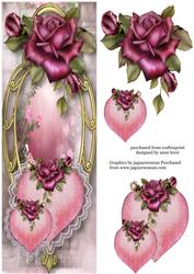 Large Dl Hearts & Flowers - Purple Roses