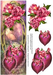 Large Dl Hearts & Flowers - Glory Rose