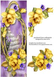 Large Dl Roses, Violets & Golden Frame