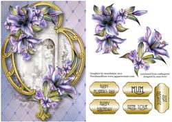 Beautiful Purple Lilies & Golden Frame