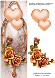Large Dl Hearts & Flowers - Copper Roses
