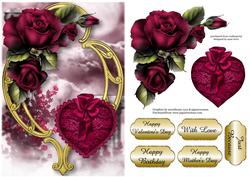 Hearts and Flowers - Magenta Roses
