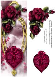 Large Dl Hearts & Flowers - Magenta Roses