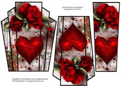 Art Deco Hearts & Flowers - Red Roses