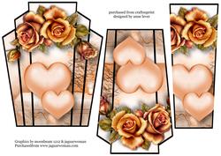 Art Deco Hearts & Flowers - Copper Roses