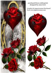 Large Dl Hearts & Flowers - Gothic Dread Roses