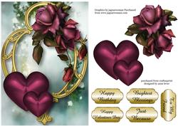 Hearts and Flowers - Purple November Roses