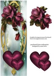 Large Dl Hearts & Flowers - Purple November Roses