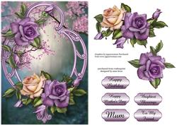 Heritage Roses & Purple Frame