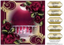 Beautiful Magenta Roses Golden Scene
