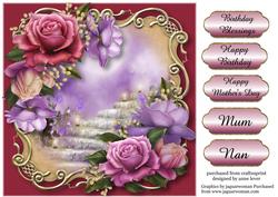 Beautiful Belle Roses Golden Scene - Square