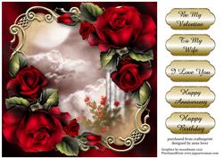 Gorgeous Red Roses Golden Scene - Square