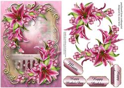 Pink Stargazer Lilies Golden Scene