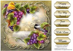 Birds & Grapes Golden Scene - Square