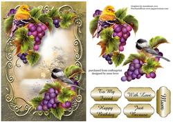 Birds & Grapes Golden Scene