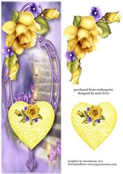 Large Dl Hearts & Flowers - Yellow Roses