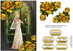 Beautiful Bride with Golden Roses