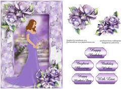 Elegant Beauty with Purple Porcelain Roses