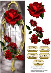 Large Dl Gothic Dread Roses & Golden Frame