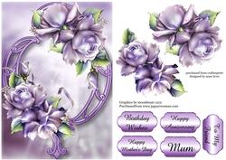 Purple Porcelain Roses & Purple Frame