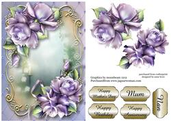 Purple Porcelain Roses Golden Scene