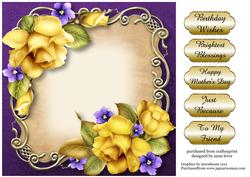 Gorgeous Yellow Roses Floral Plaque - Square