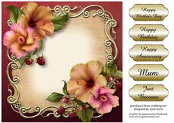 Pretty Hibiscus Flowers Floral Plaque - Square
