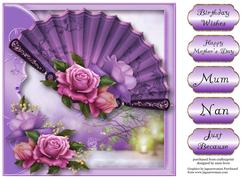 Beautiful Belle Roses Japanese Fan - Square