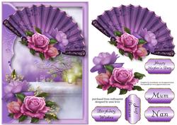 Beautiful Belle Roses Japanese Fan
